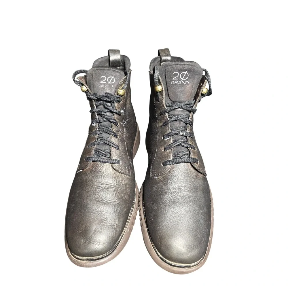 Cole Haan 2.0 ZeroGrand Men Brown Pebbled‎ Leather Lace Up Boots Grand.OS C28197